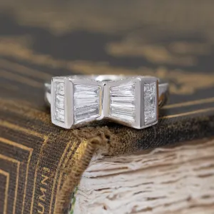1.35ctw Art Deco Step Cut Diamond Bow Motif Ring