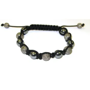 14k Solid Gold Pave Diamond Beads Macrame Bracelet For Gifts