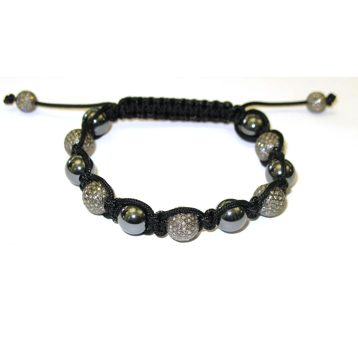 14k Solid Gold Pave Diamond Beads Macrame Bracelet For Gifts