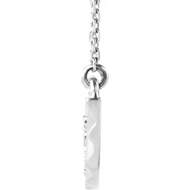14K White .08 CTW Diamond Curved Bar 16-18" Necklace