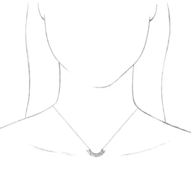 14K White .08 CTW Diamond Curved Bar 16-18" Necklace
