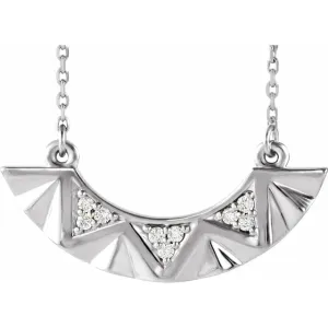 14K White .08 CTW Diamond Curved Bar 16-18" Necklace