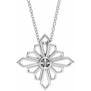 14K White Vintage-Inspired Geometric 16-18" Necklace