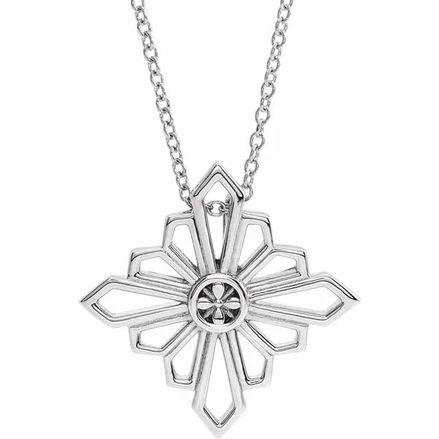 14K White Vintage-Inspired Geometric 16-18" Necklace