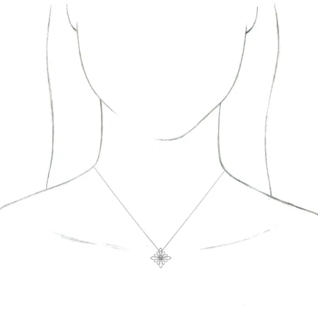 14K White Vintage-Inspired Geometric 16-18" Necklace