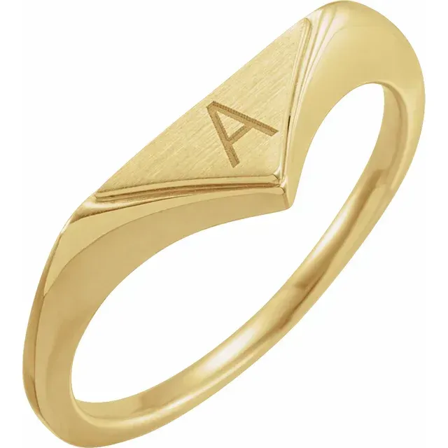 14K Yellow 11.5x6 mm Geometric Signet Ring