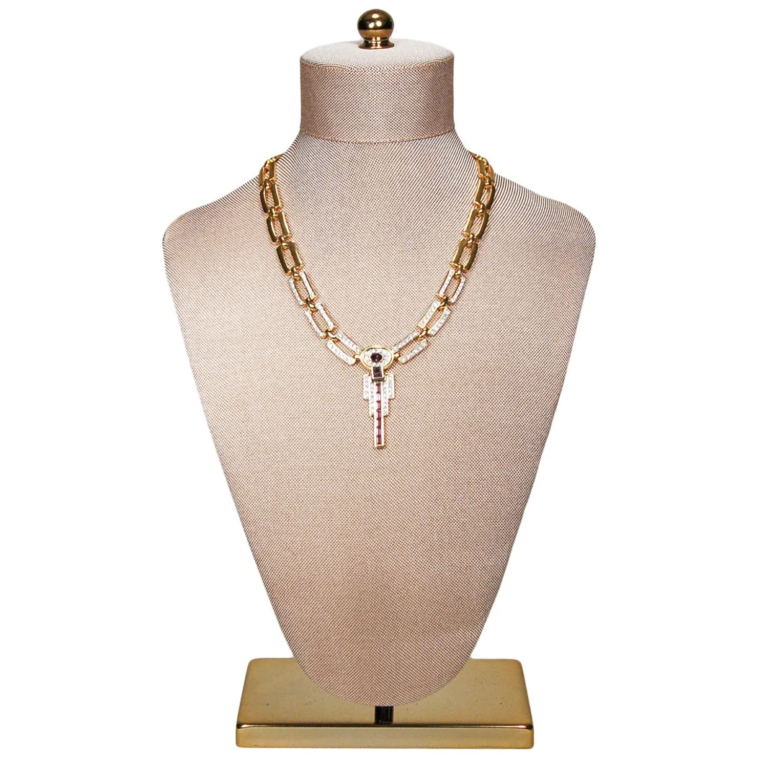 1980's Geometric Amethyst Crystal Necklace