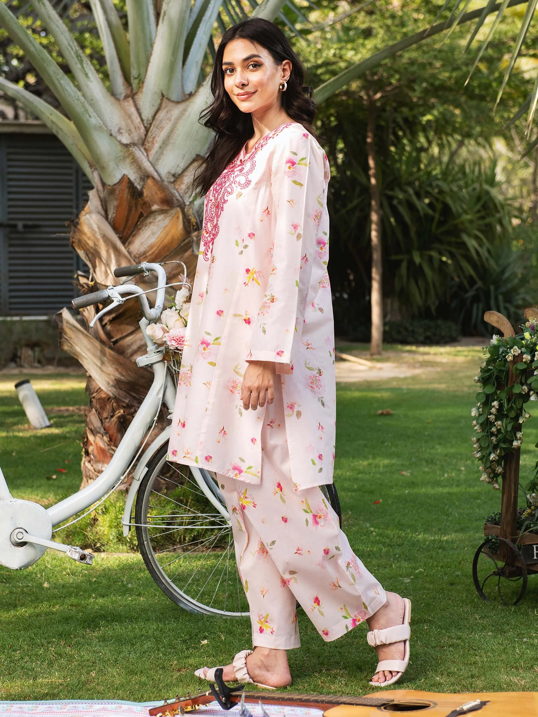 2 Piece Cambric Suit-Embroidered (Unstitched) | Lime Light Women Eid Collection 2023