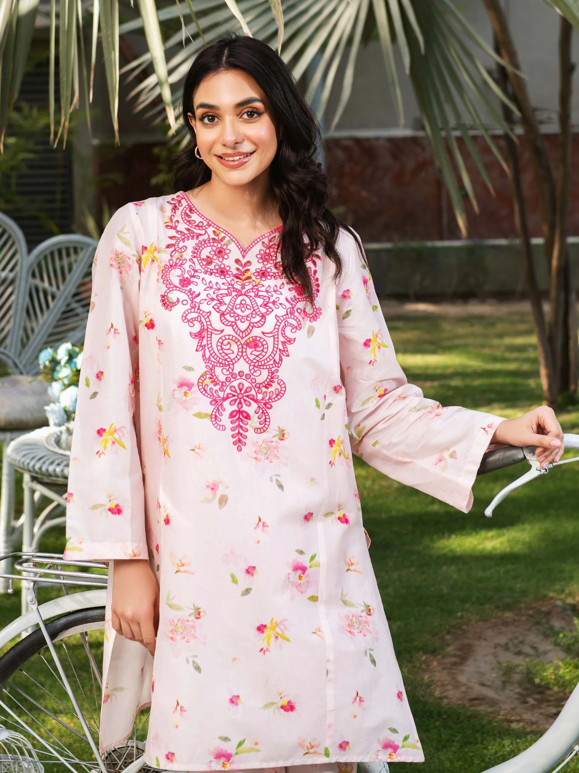 2 Piece Cambric Suit-Embroidered (Unstitched) | Lime Light Women Eid Collection 2023