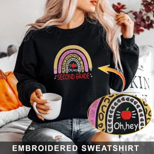 2st Grade Back To School Embroidered Hoodie, Sweatshirt