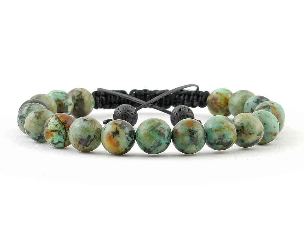 African turquoise bracelet with macrame clasp