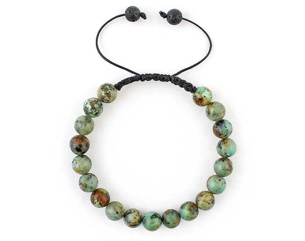 African turquoise bracelet with macrame clasp
