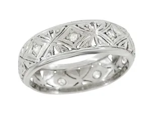 Antique Guilford Filigree Art Deco Diamond Wedding Band in Platinum - Size 5