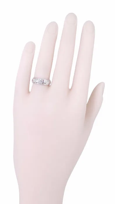 Antique Guilford Filigree Art Deco Diamond Wedding Band in Platinum - Size 5