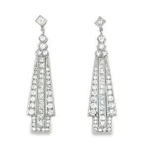 Architectual Art Deco Style Diamond Earrings