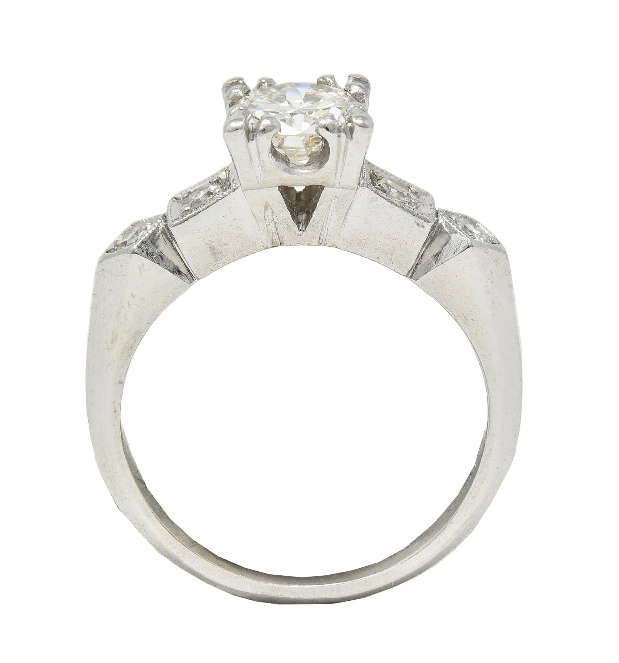 Art Deco 0.75 CTW Diamond Platinum Geometric Vintage Engagement Ring