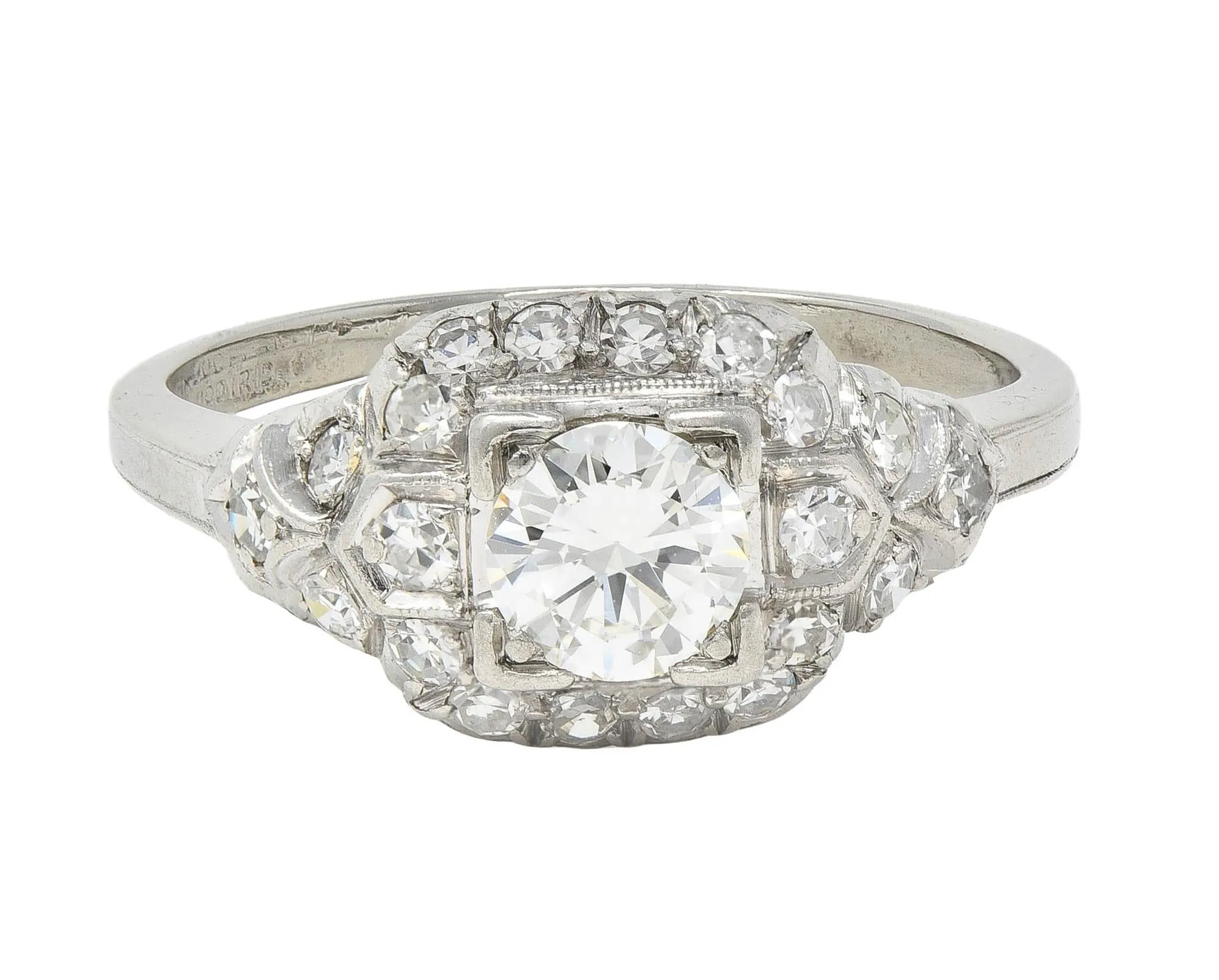 Art Deco 0.90 CTW Old European Diamond Platinum Vintage Tiered Engagement Ring
