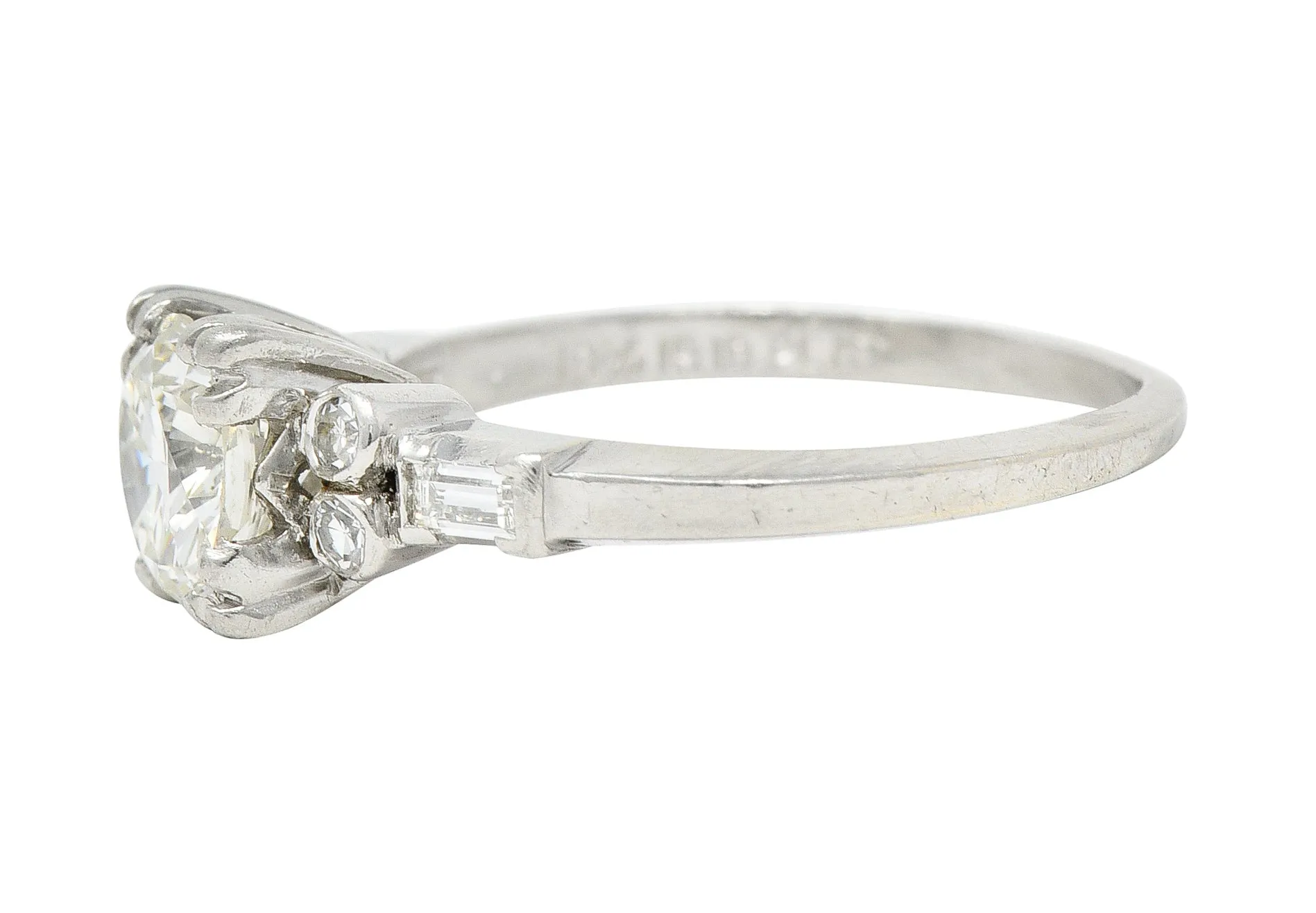 Art Deco 1.53 CTW Transitional Cut Diamond Platinum Geometric Engagement Ring