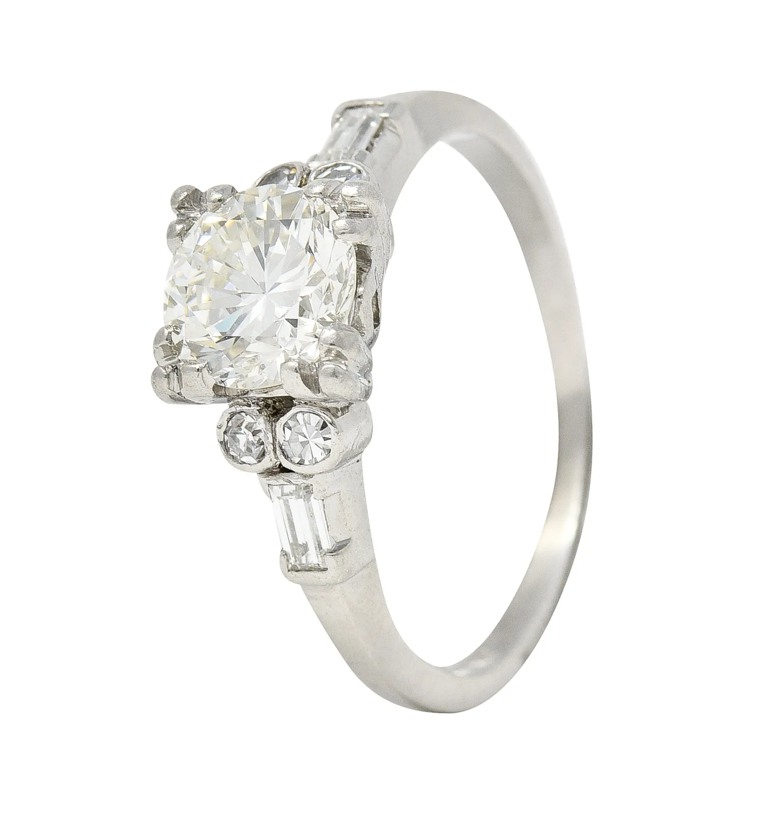 Art Deco 1.53 CTW Transitional Cut Diamond Platinum Geometric Engagement Ring