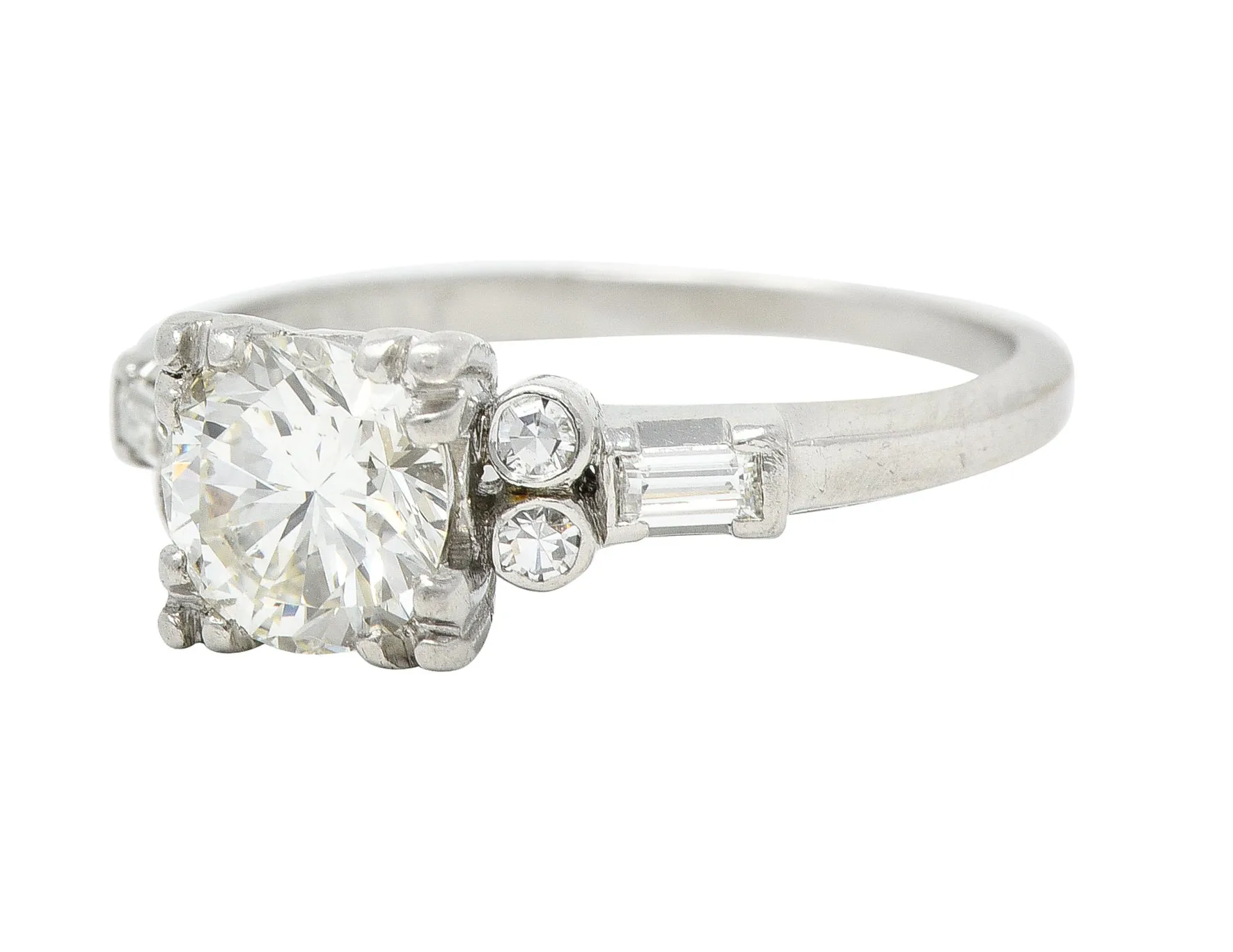Art Deco 1.53 CTW Transitional Cut Diamond Platinum Geometric Engagement Ring