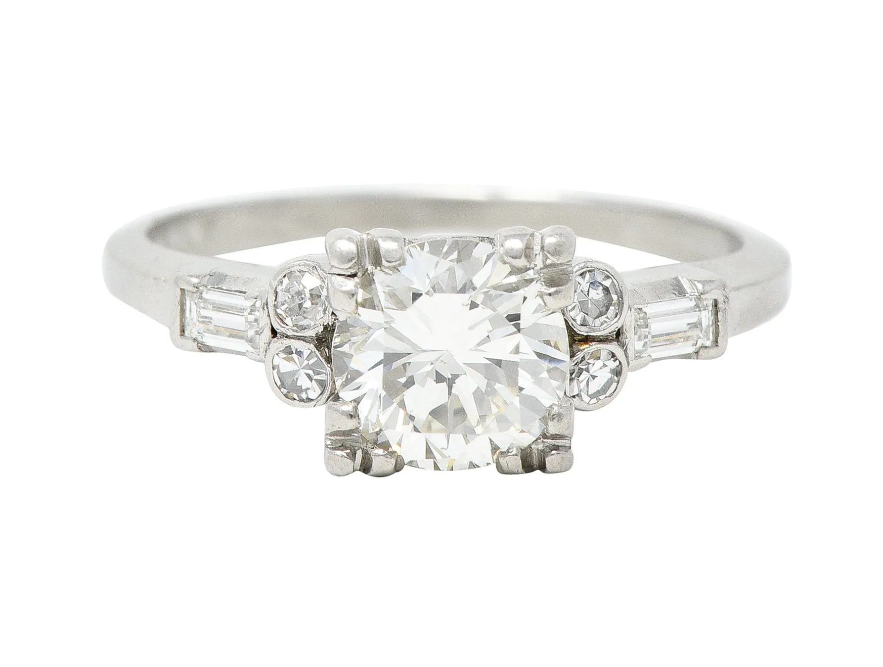 Art Deco 1.53 CTW Transitional Cut Diamond Platinum Geometric Engagement Ring