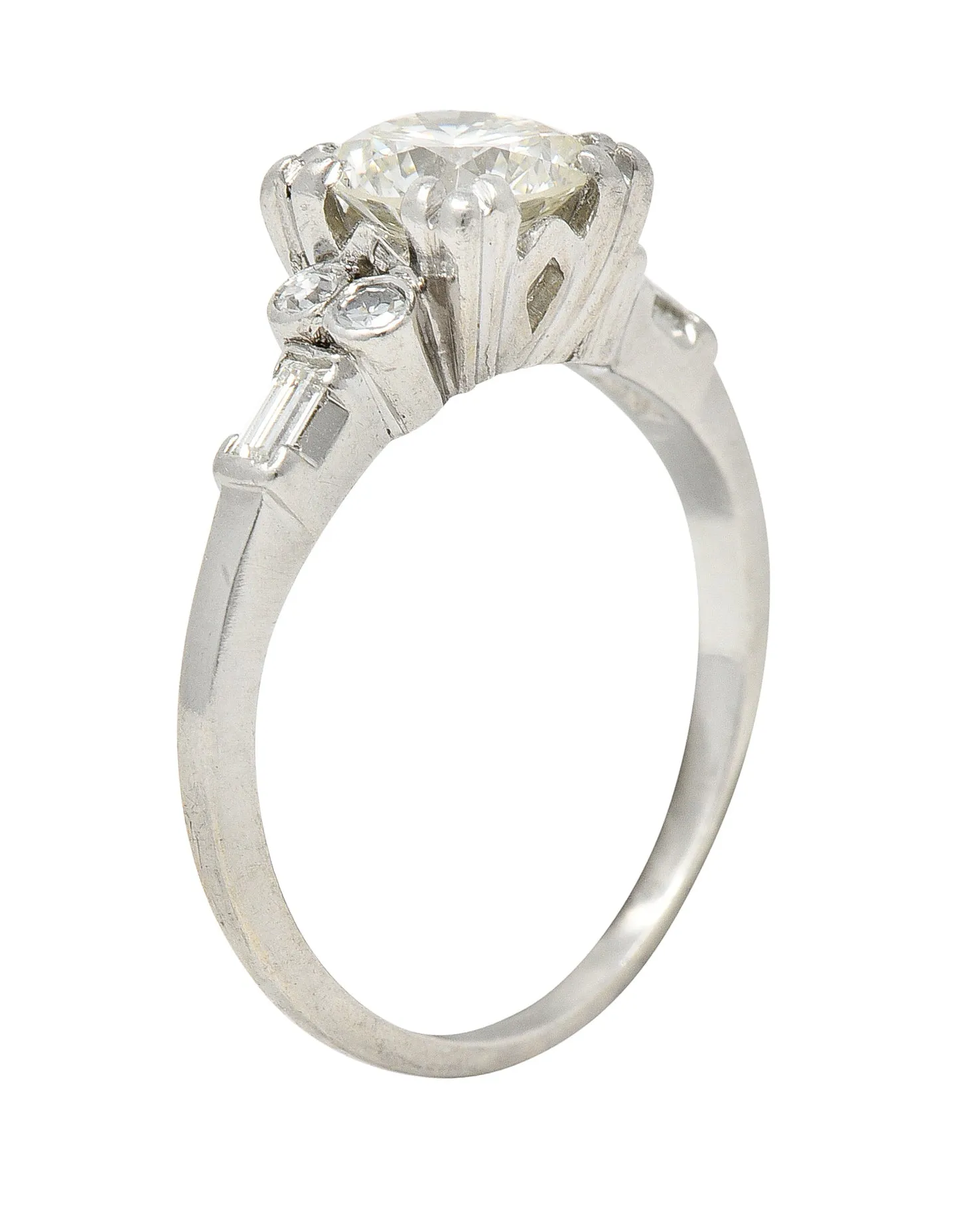 Art Deco 1.53 CTW Transitional Cut Diamond Platinum Geometric Engagement Ring