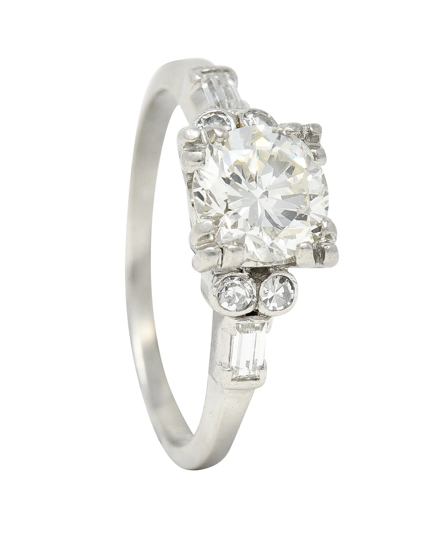 Art Deco 1.53 CTW Transitional Cut Diamond Platinum Geometric Engagement Ring