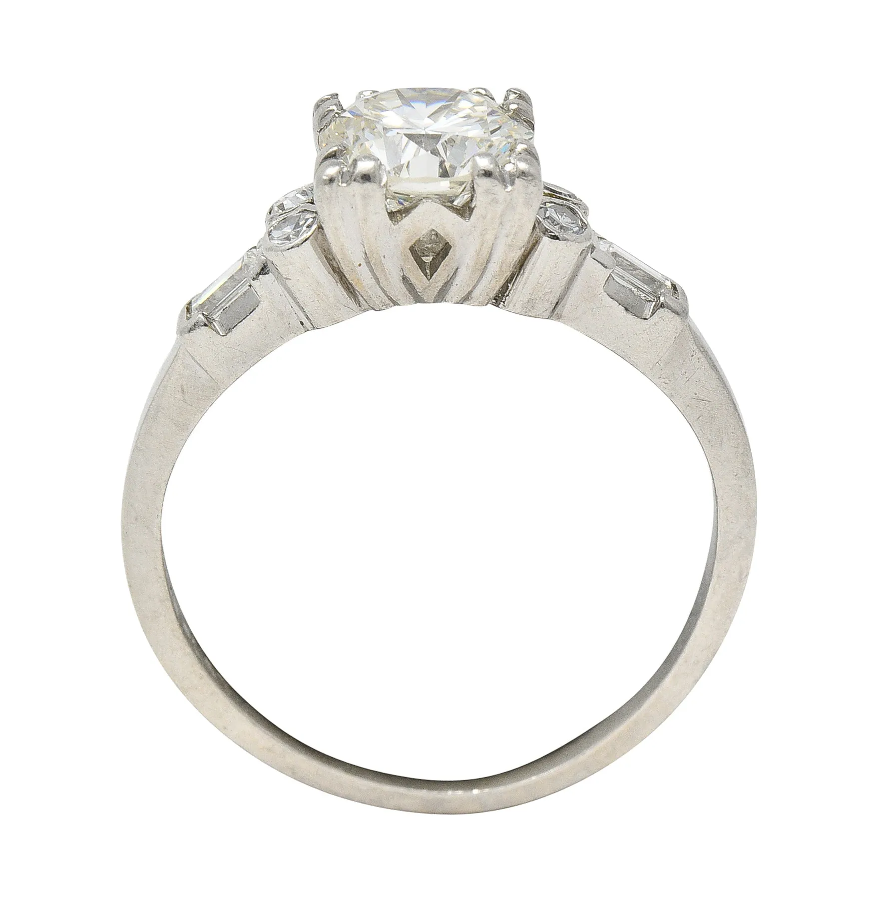 Art Deco 1.53 CTW Transitional Cut Diamond Platinum Geometric Engagement Ring