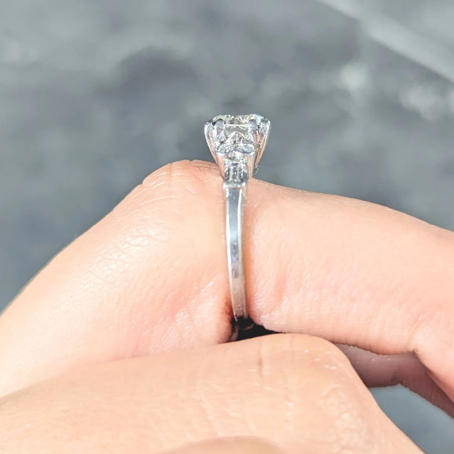 Art Deco 1.53 CTW Transitional Cut Diamond Platinum Geometric Engagement Ring