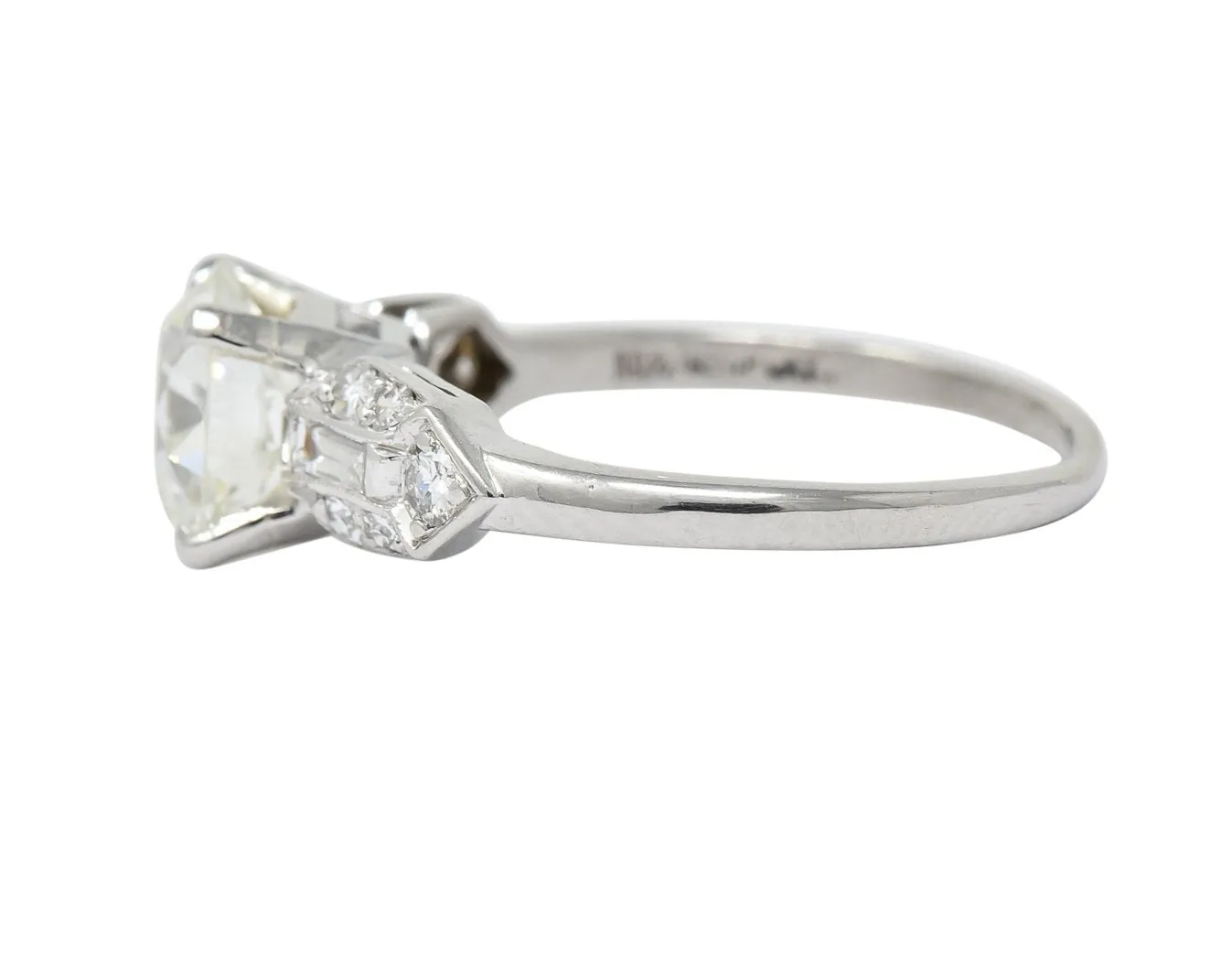 Art Deco 1.84 CTW Diamond Platinum Engagement Ring GIA