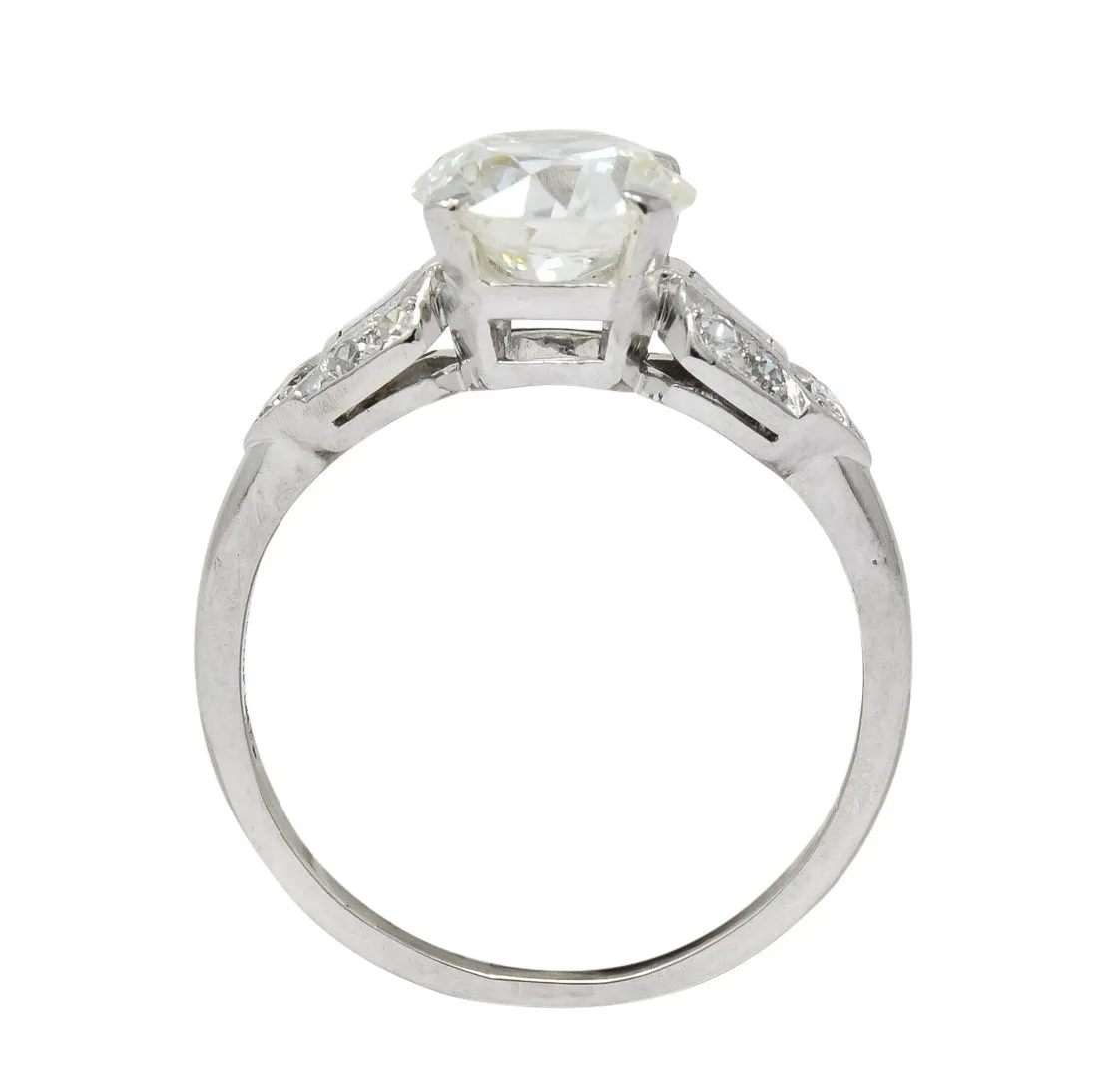 Art Deco 1.84 CTW Diamond Platinum Engagement Ring GIA