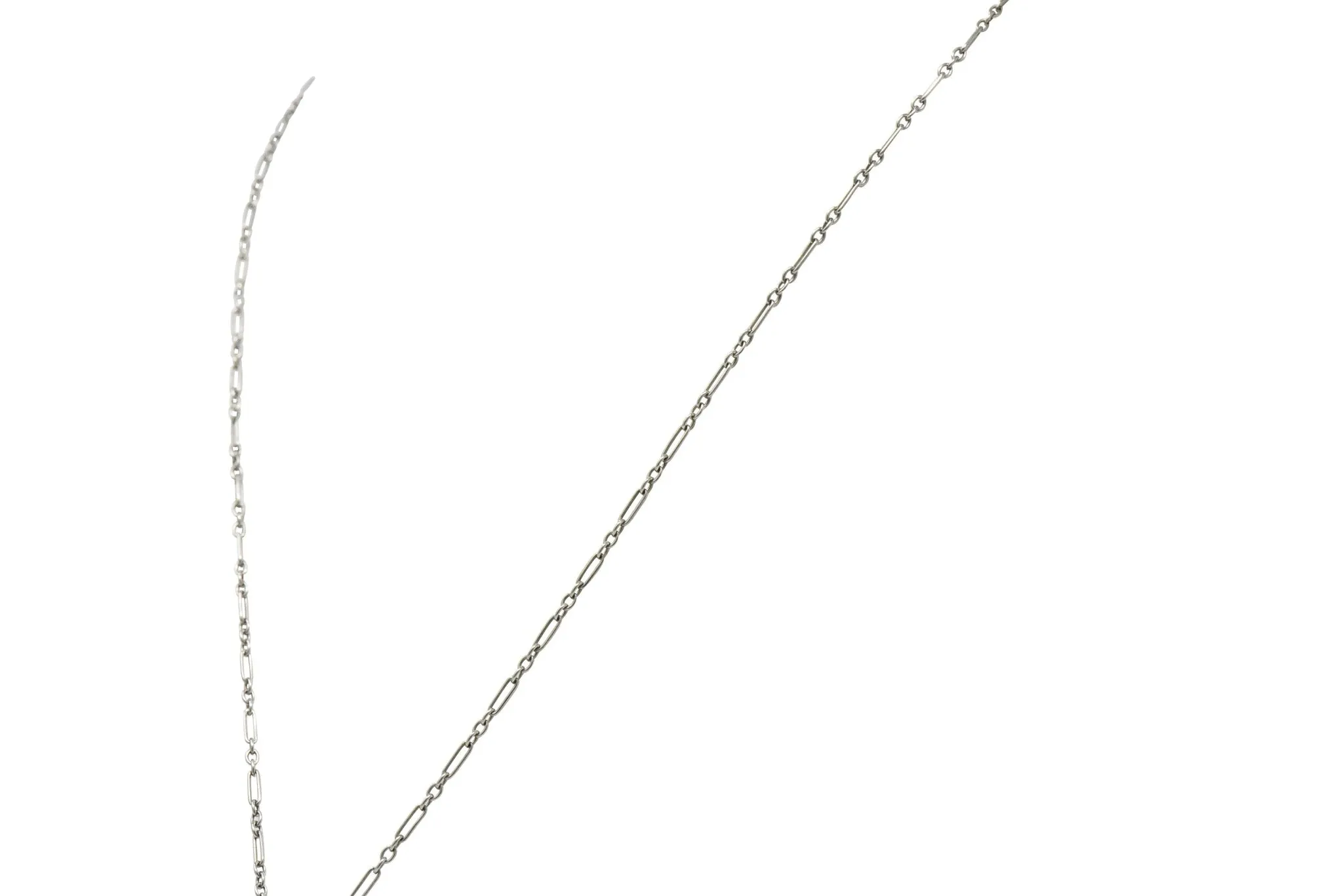 Art Deco Camphor Glass Diamond And 14 Karat White Gold Pendant Necklace