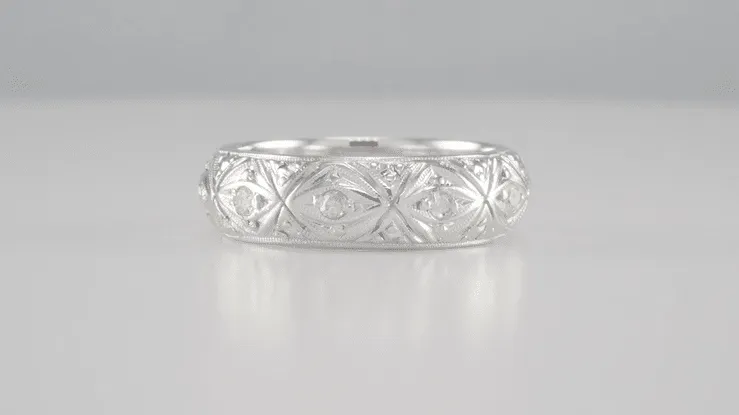 Art Deco Enfield Diamond Antique Wedding Ring in Platinum - Size 5