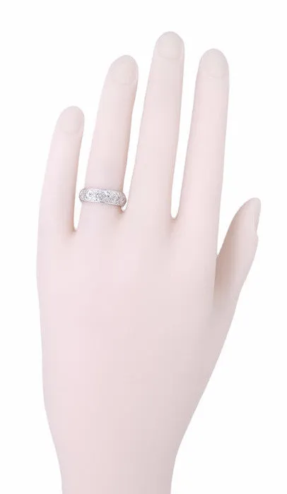 Art Deco Milton Antique Wide Diamond Wedding Band in Platinum - Size 5