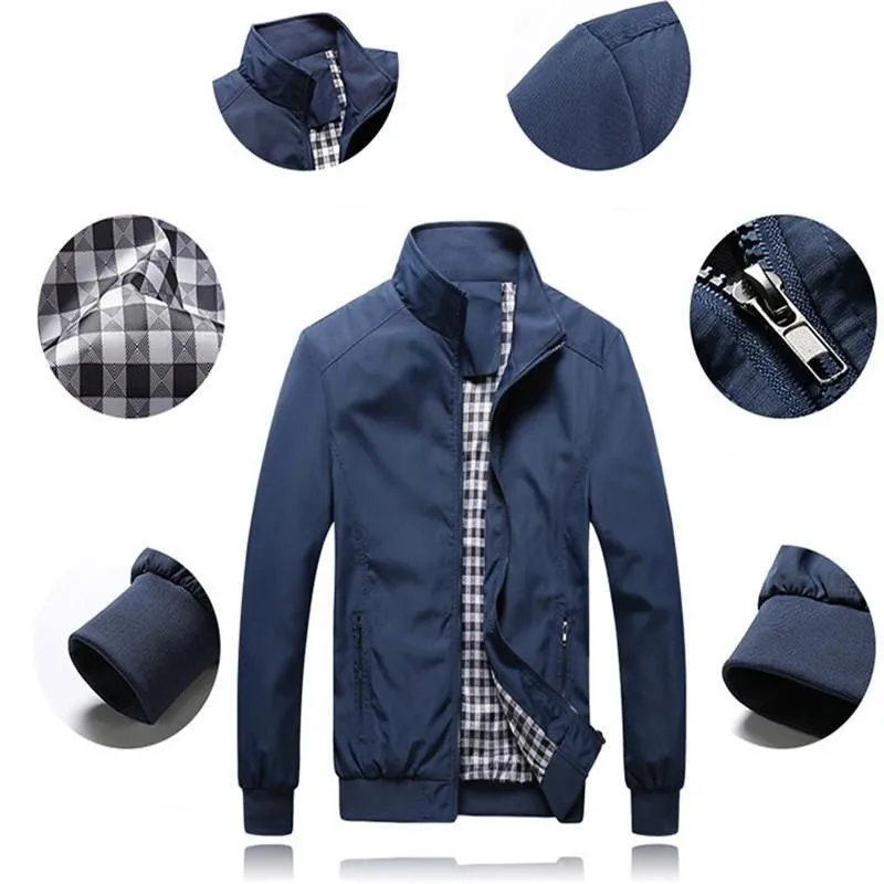 Autumn Men's Zipper Thin Jacket Collar Casual Jacket
