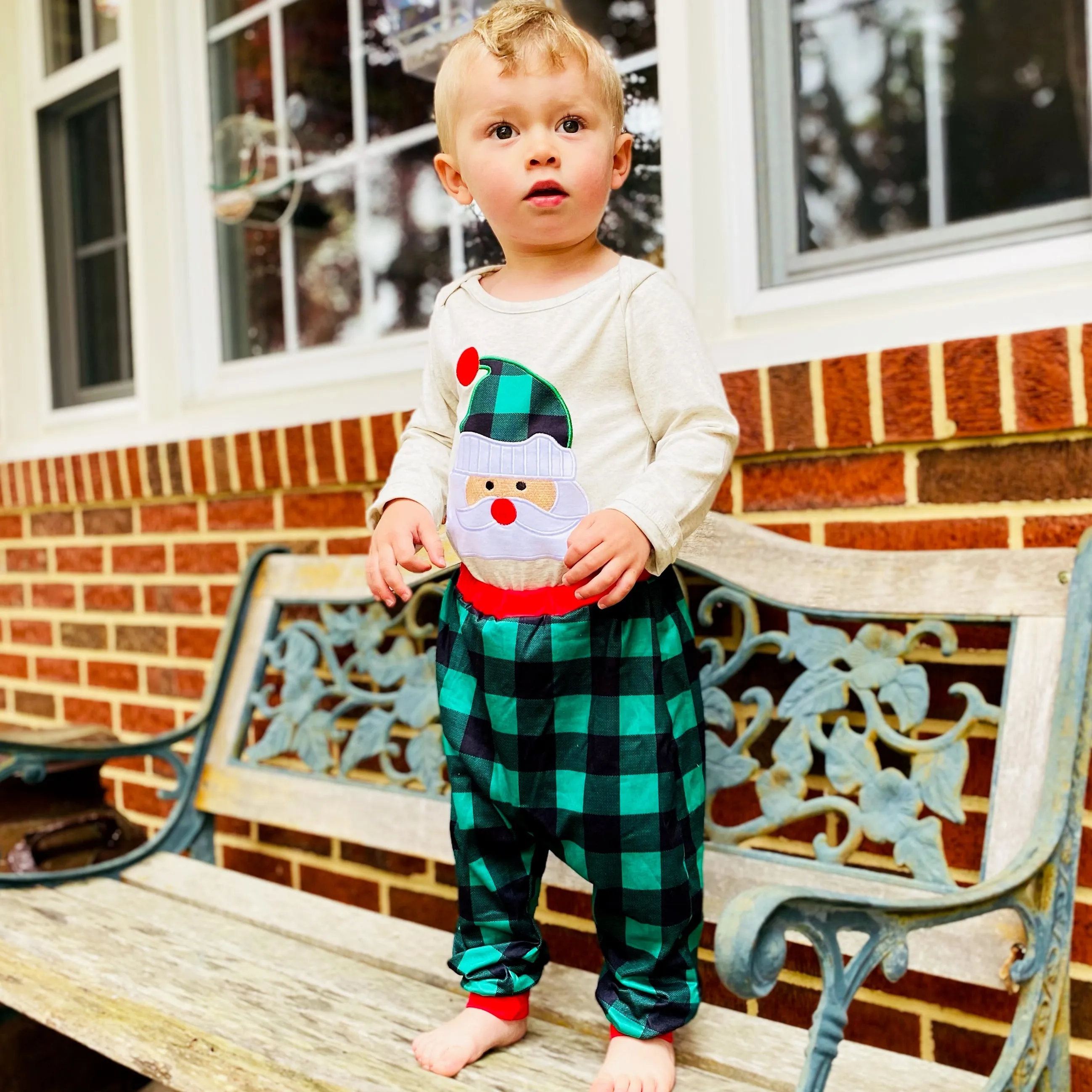 Baby Boys Holiday Santa Claus Christmas Plaid Cotton 2 pc Set Al Limited Outfit