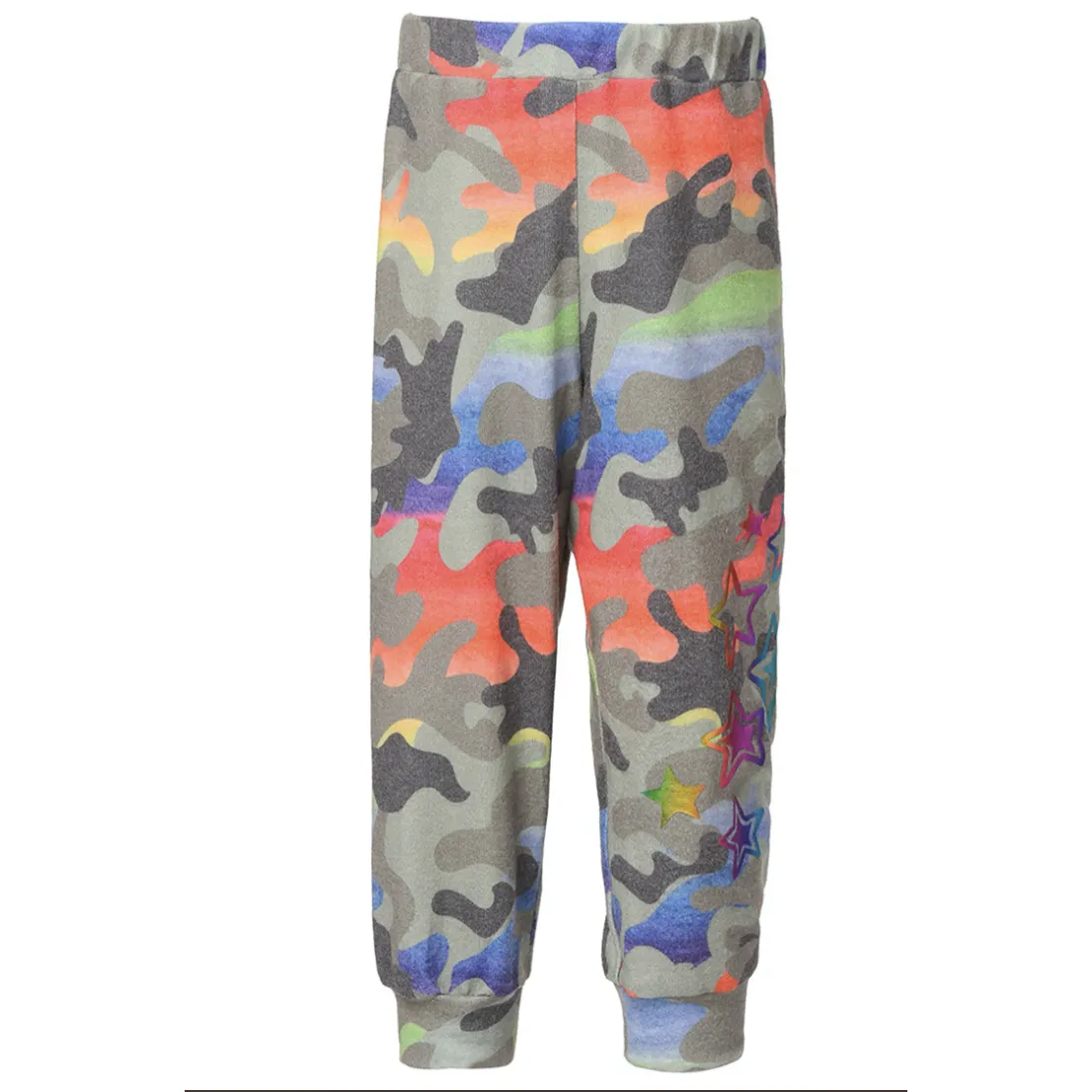 Baby Sara Rainbow Camo Print Joggers - Olive