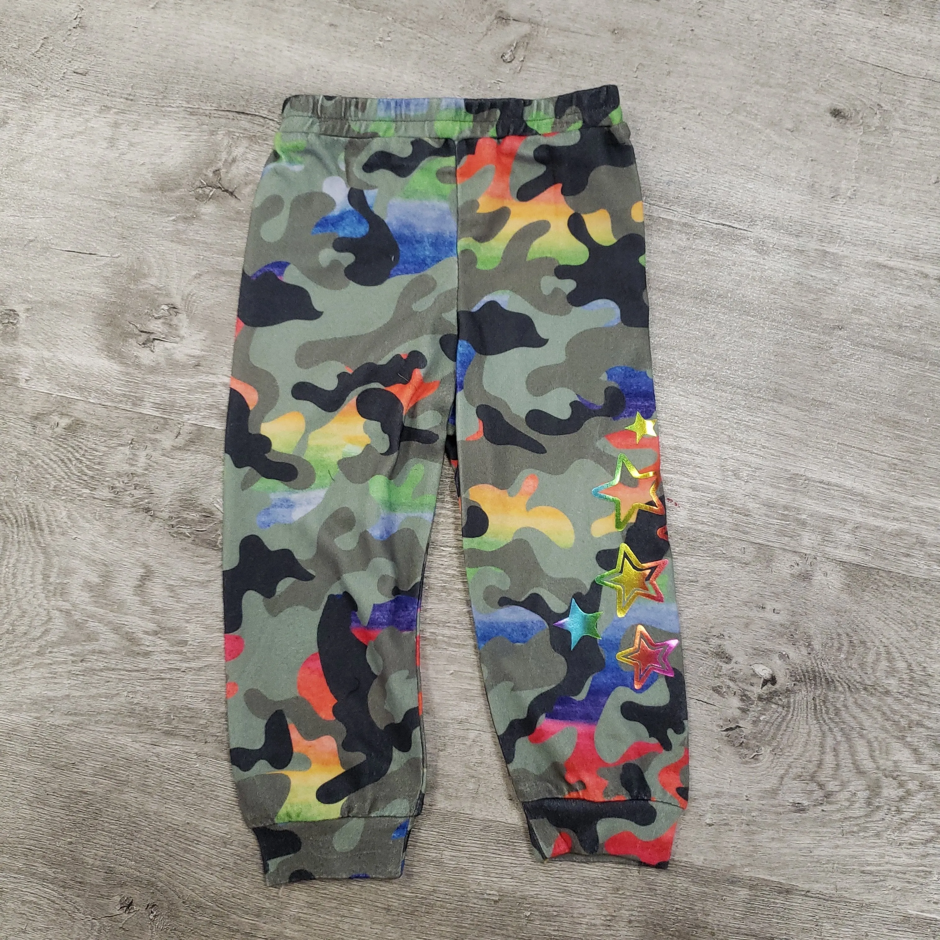 Baby Sara Rainbow Camo Print Joggers - Olive