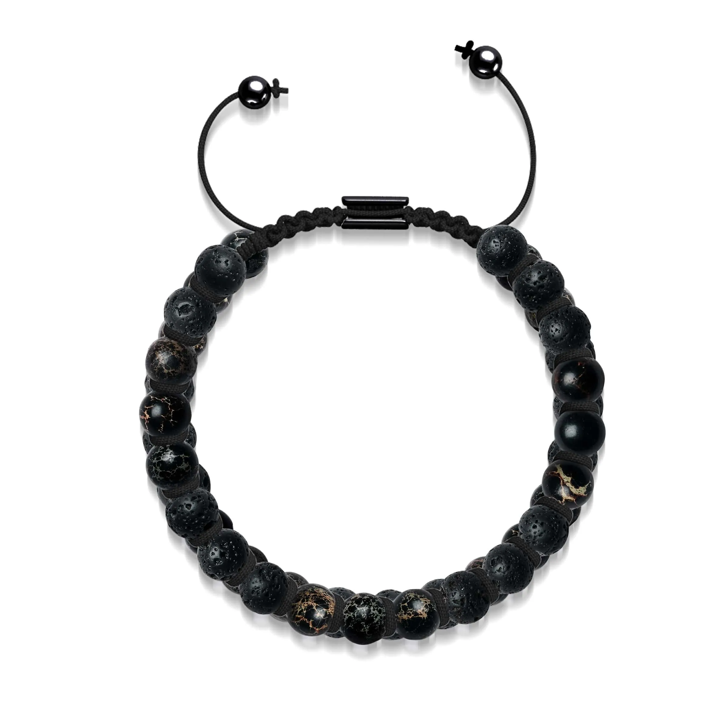 Black Oceanic Jasper | Gunmetal | Lava Rock Diffuser Bracelet | Men's
