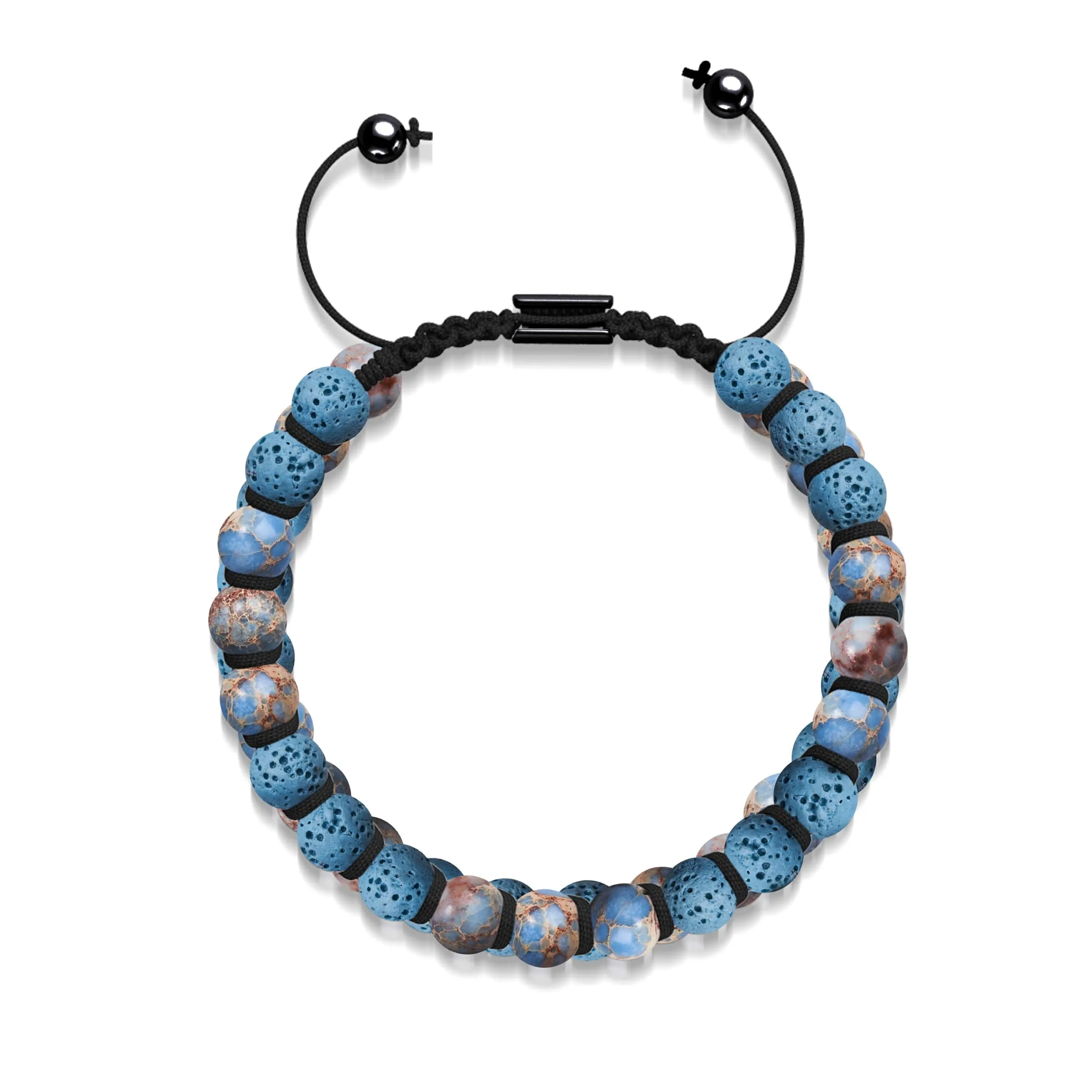 Blue Oceanic Jasper | Gunmetal | Lava Rock Diffuser Bracelet | Men's