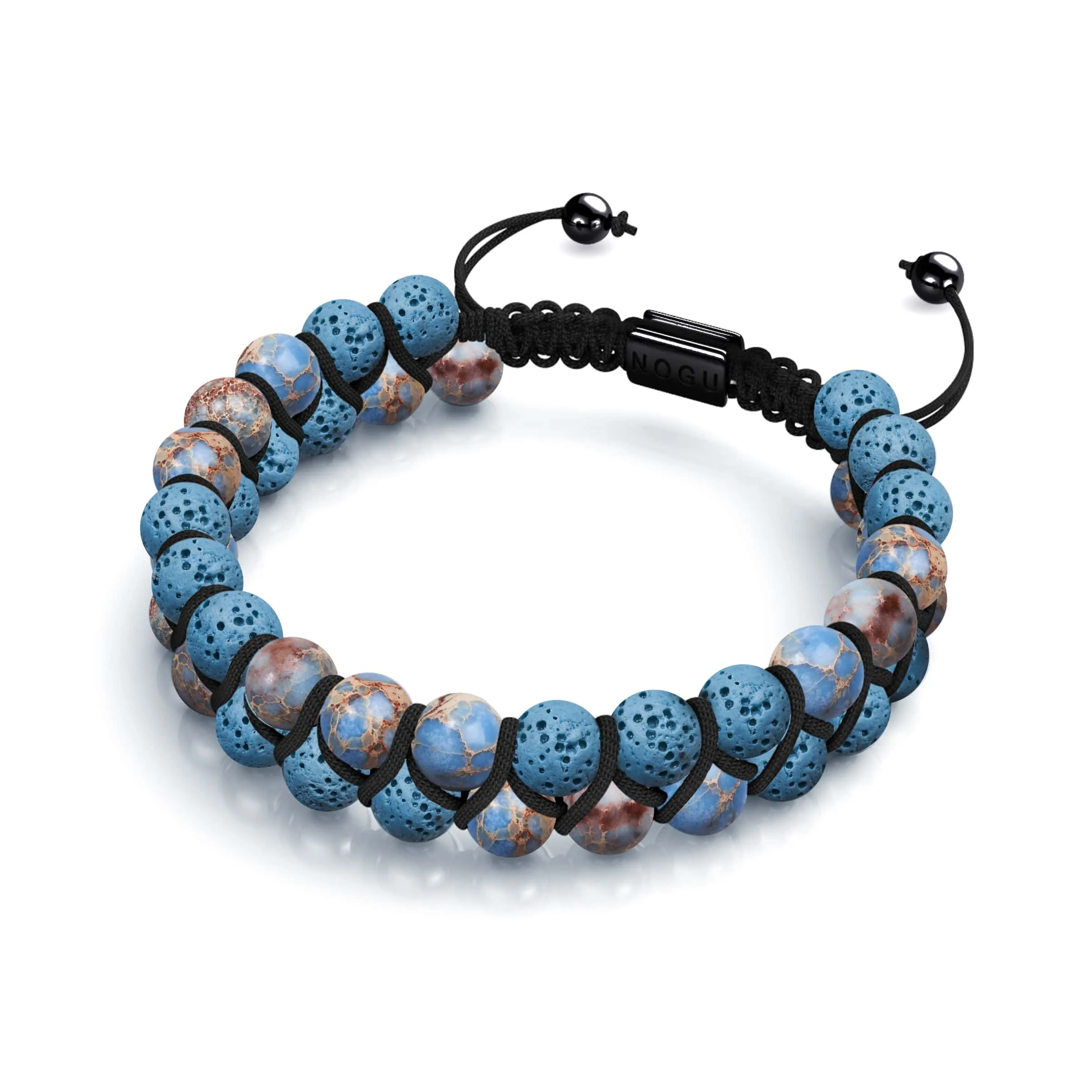 Blue Oceanic Jasper | Gunmetal | Lava Rock Diffuser Bracelet | Men's