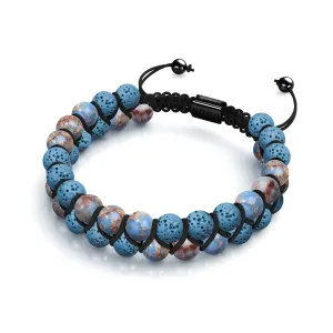 Blue Oceanic Jasper | Gunmetal | Lava Rock Diffuser Bracelet | Men's