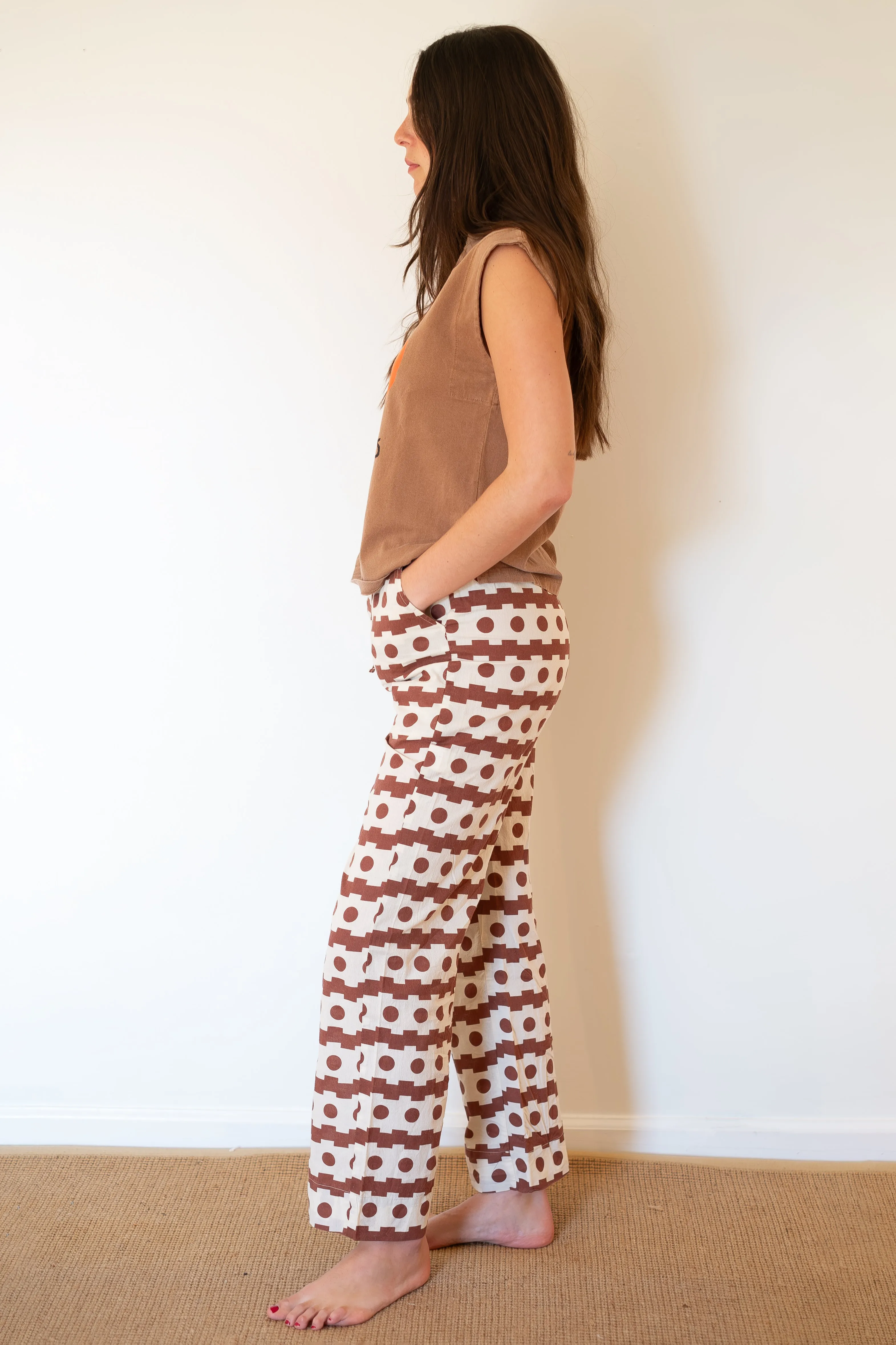 BOBO CHOSES Geometric Print Wide Leg Trousers - Brown