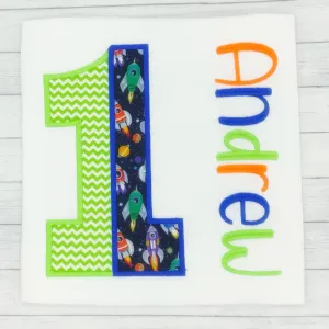 Boys Birthday Chevron/Rocket Split (age 1-9)