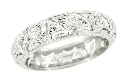 Bozrah Art Deco Diamond Antique Wedding Band - Platinum - Size 5.5