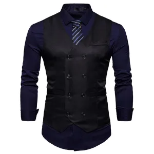 Brand Mens Double Breasted Suit Vest 2022 Fashion Slim Fit Sleeveless Waistcoat Men Business Wedding Vests Gilet Costume Homme