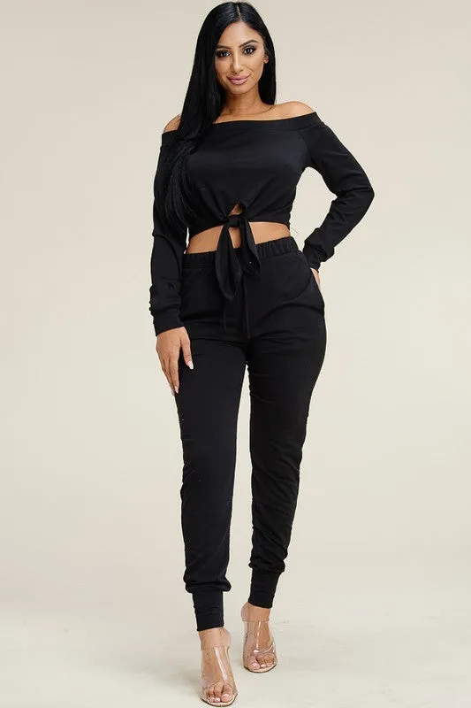 Bri Off The Shoulder Jogger Set