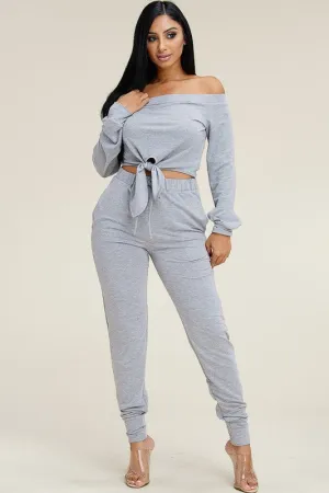 Bri Off The Shoulder Jogger Set