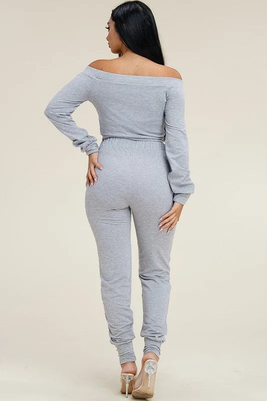 Bri Off The Shoulder Jogger Set