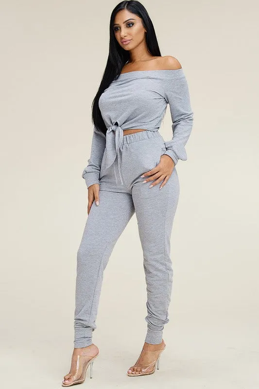 Bri Off The Shoulder Jogger Set